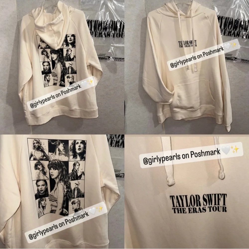 Taylor Swift Exclusive the Eras Tour Beige Hoodie Sweater NEW Official Merch - Picture 1 of 17